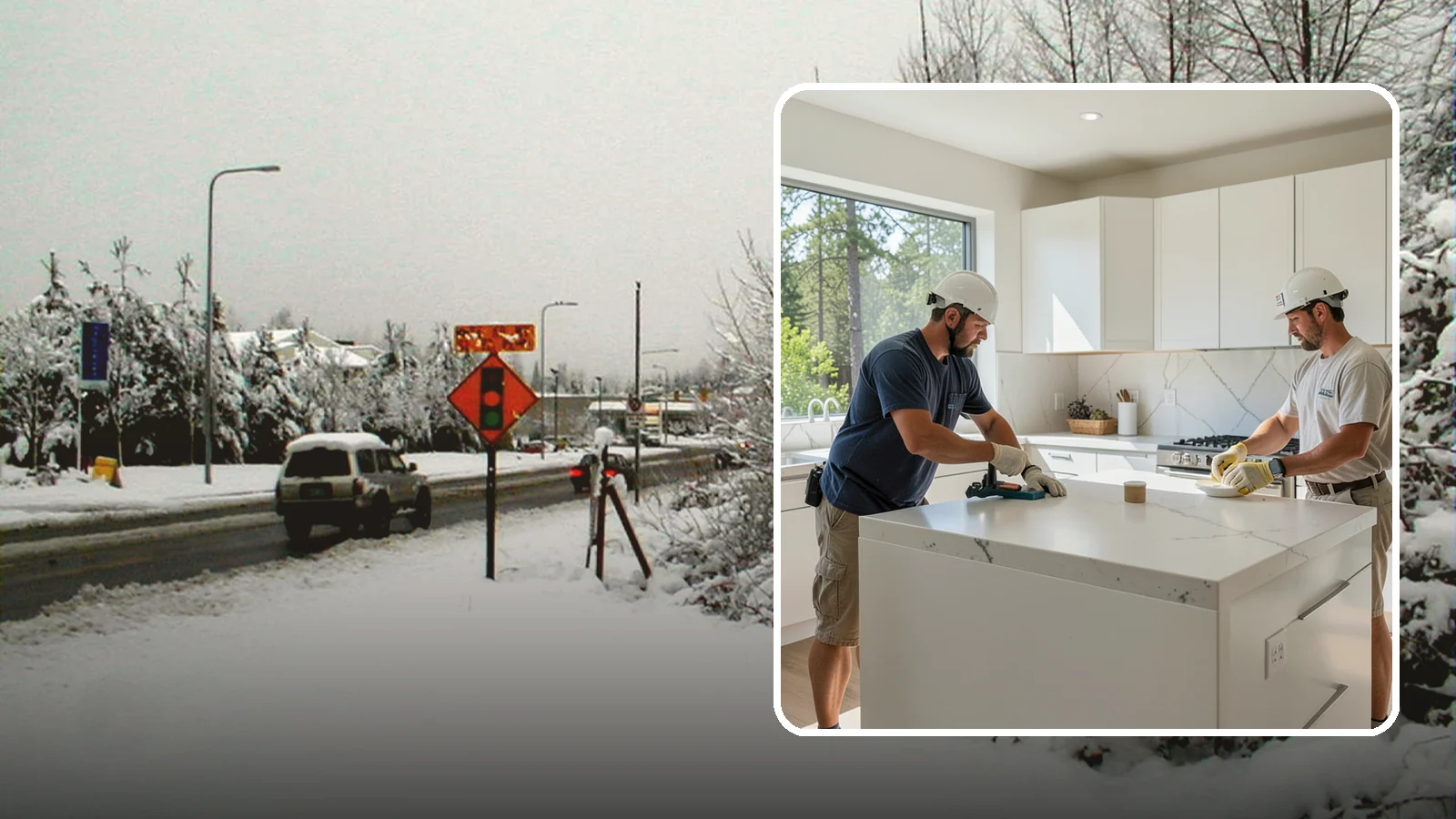 Solid Surface Countertop Installation in Newcastle, King County, WA - Seamless solid surface countertop installation with integrated sinks and virtually invisible joints.