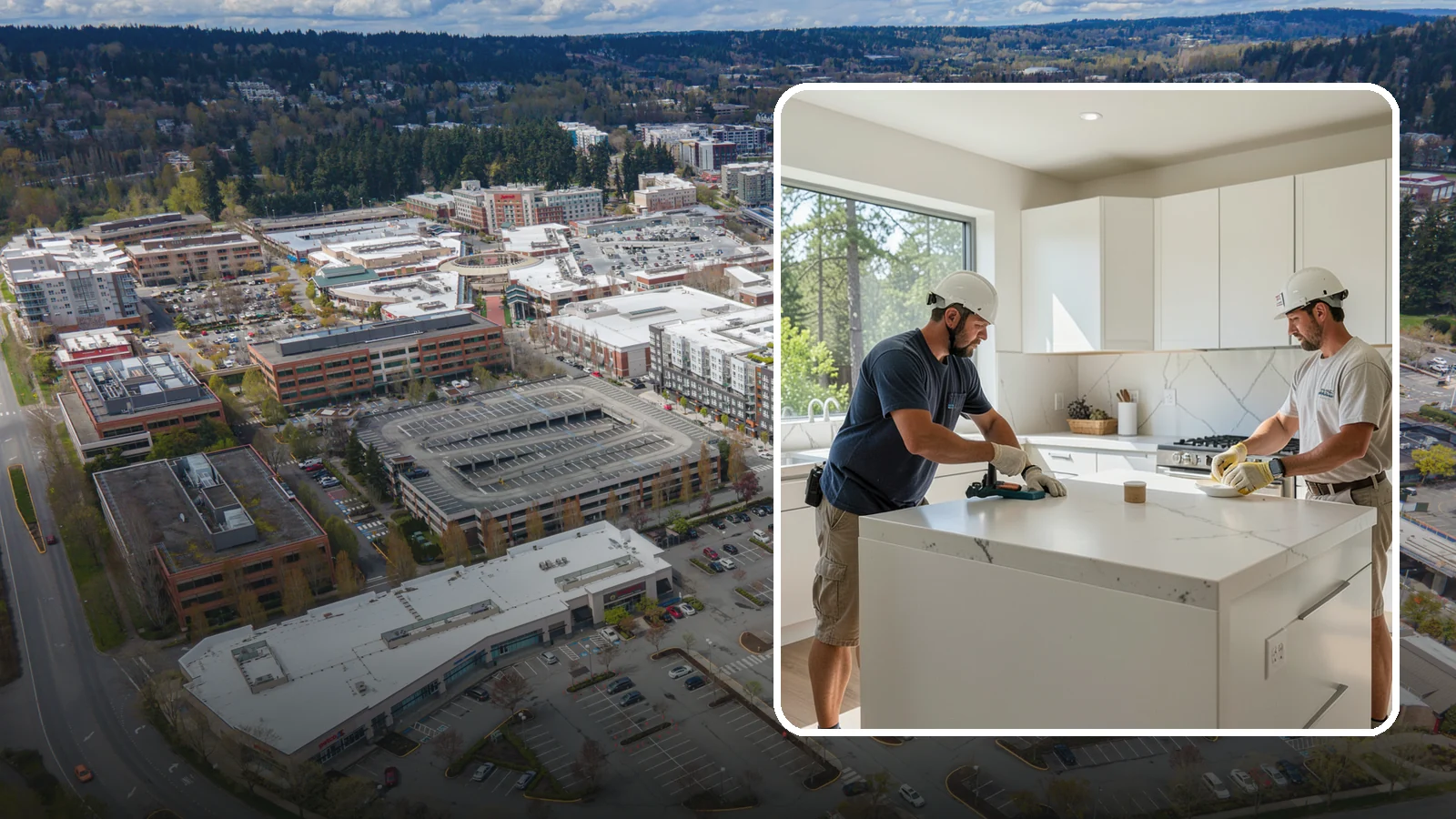 Solid Surface Countertop Installation in Redmond, King County, WA - Seamless solid surface countertop installation with integrated sinks and virtually invisible joints.