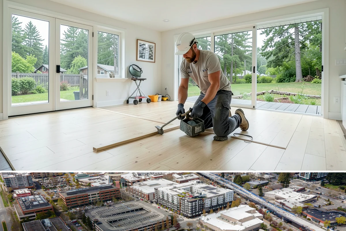 Solid Surface Countertop Installation in Redmond, King County, WA - Solid surface installs indoors year-round, unaffected by the rainy PNW season.