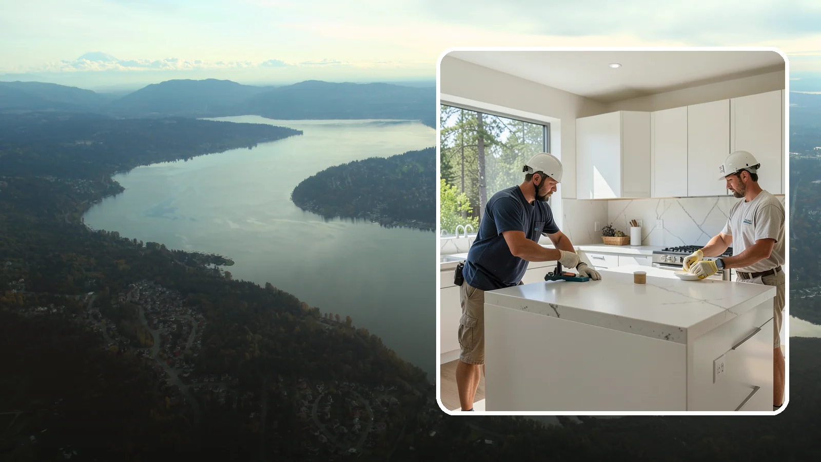 Solid Surface Countertop Installation in Sammamish, King County, WA - Seamless solid surface countertop installation with integrated sinks and virtually invisible joints.