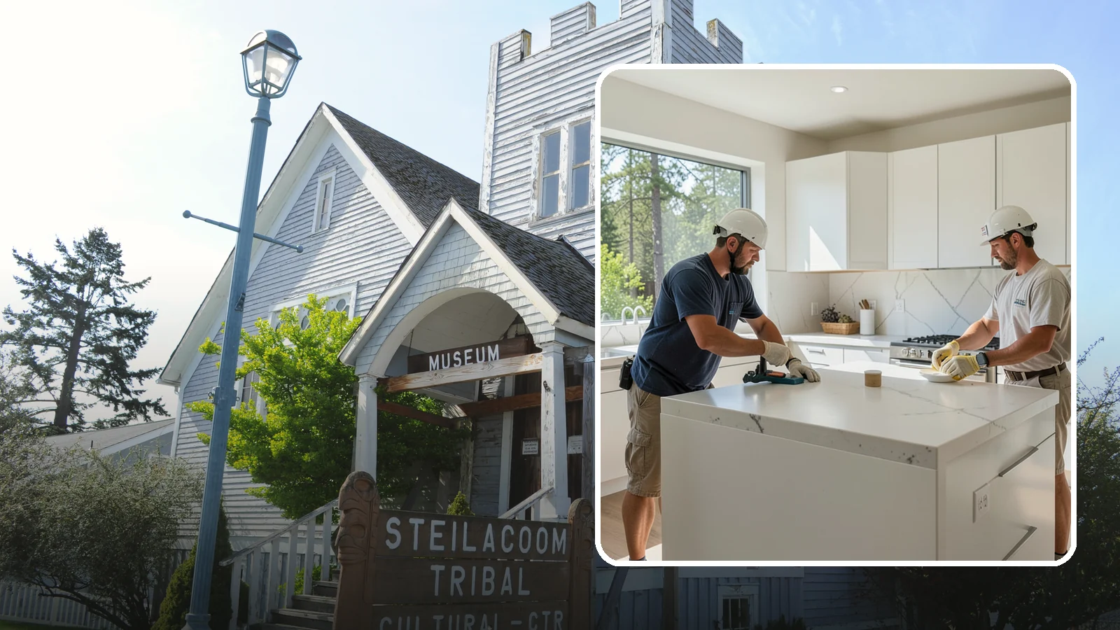 Solid Surface Countertop Installation in Steilacoom, Pierce County, WA - Seamless solid surface countertop installation with integrated sinks and virtually invisible joints.