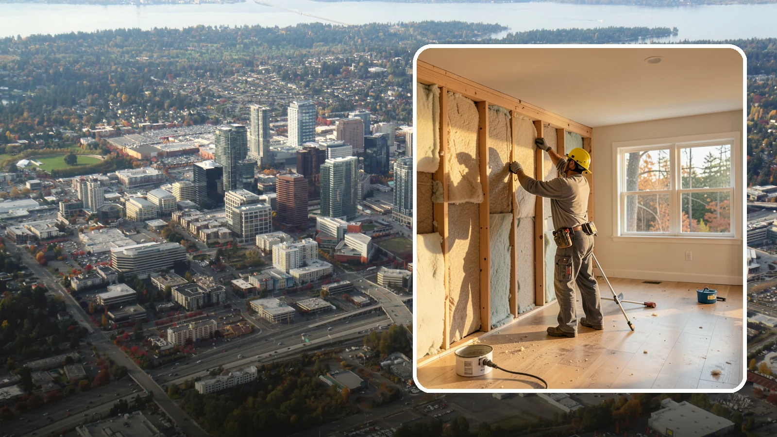 Sound Batt Installation in Bellevue, King County, WA - We install acoustic sound batts to reduce noise transfer between rooms and floors in your home.