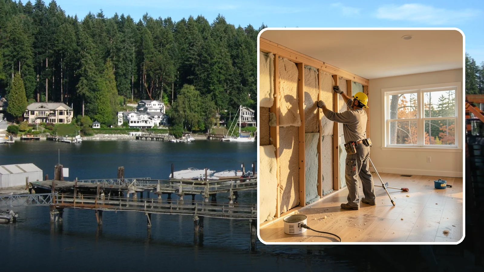 Sound Batt Installation in Gig Harbor, Pierce County, WA - We install acoustic sound batts to reduce noise transfer between rooms and floors in your home.