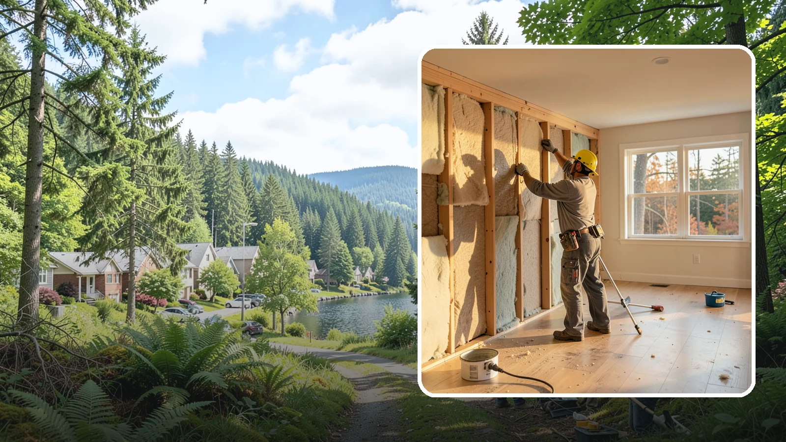 Sound Batt Installation in Lake Forest Park, King County, WA - We install acoustic sound batts to reduce noise transfer between rooms and floors in your home.