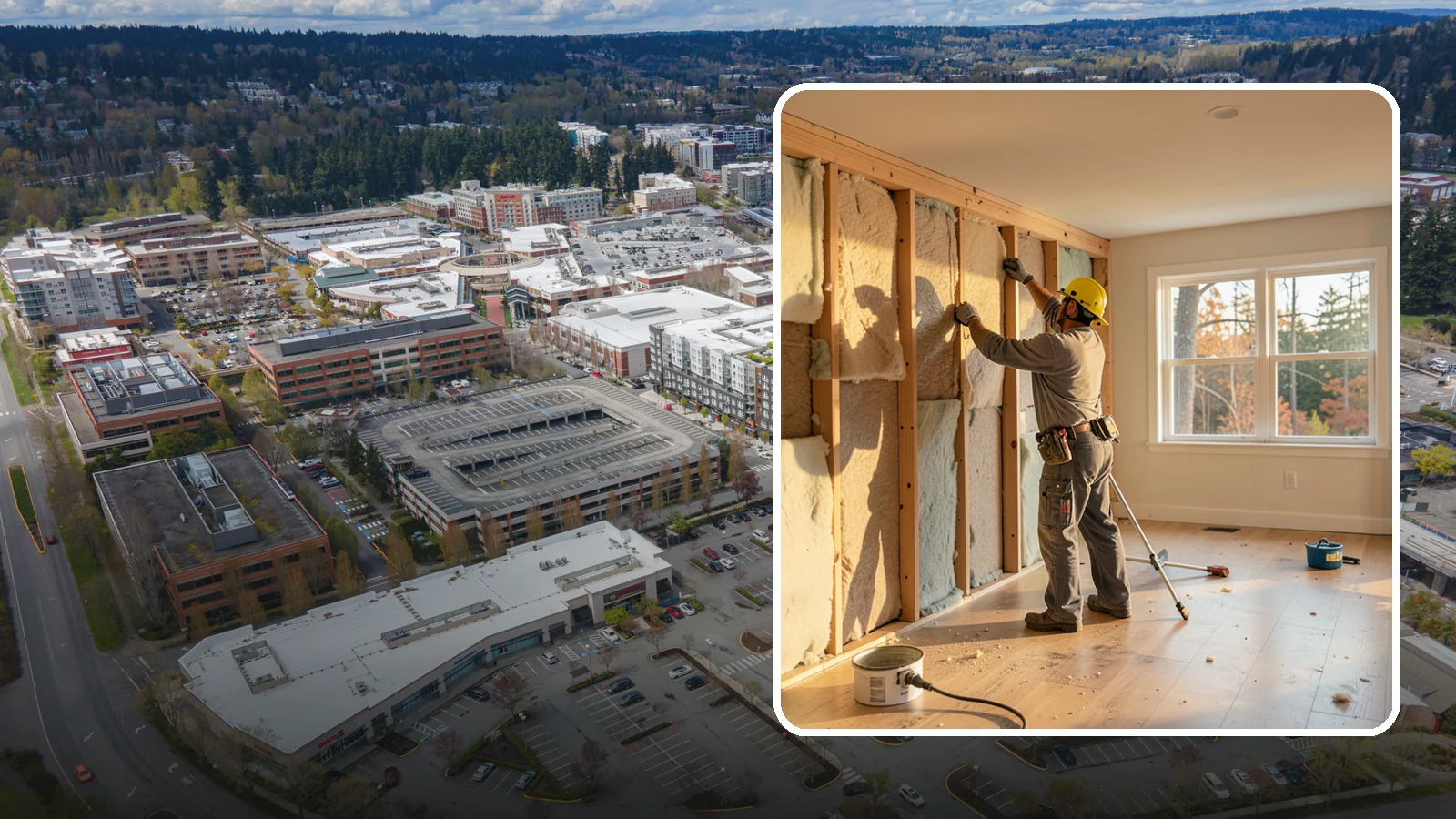 Sound Batt Installation in Redmond, King County, WA - We install acoustic sound batts to reduce noise transfer between rooms and floors in your home.