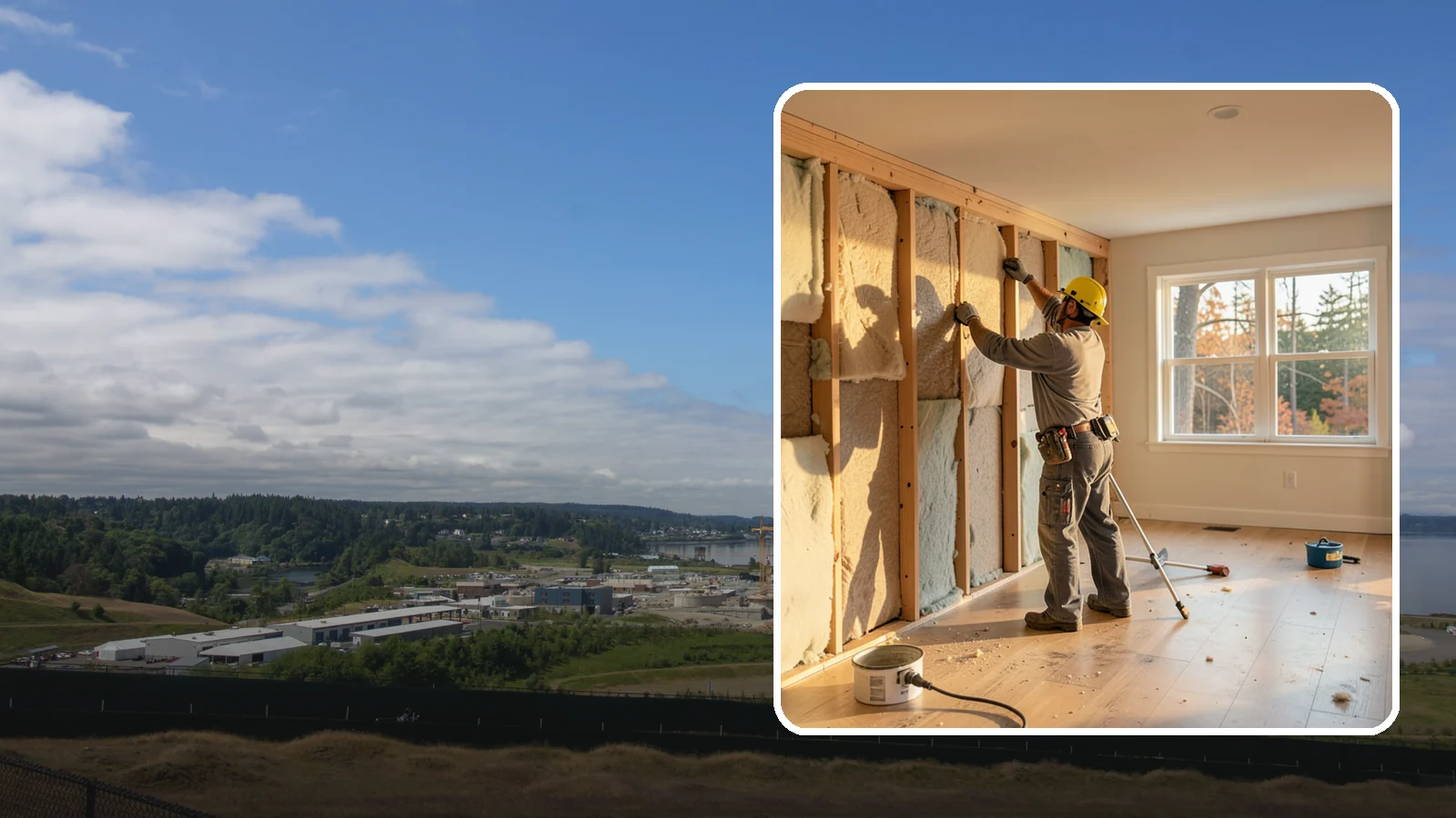 Sound Batt Installation in University Place, Pierce County, WA - We install acoustic sound batts to reduce noise transfer between rooms and floors in your home.