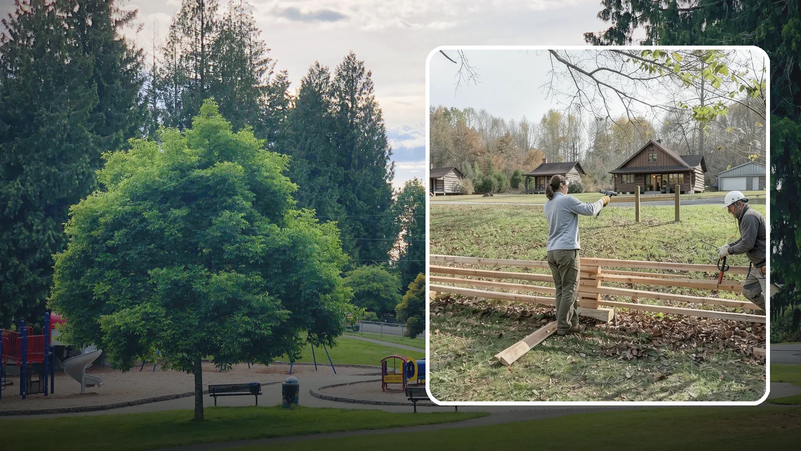 Split Rail Fence Installation in Bonney Lake, Pierce County, WA - A rustic split rail fence that defines property lines and adds country character without blocking the view.