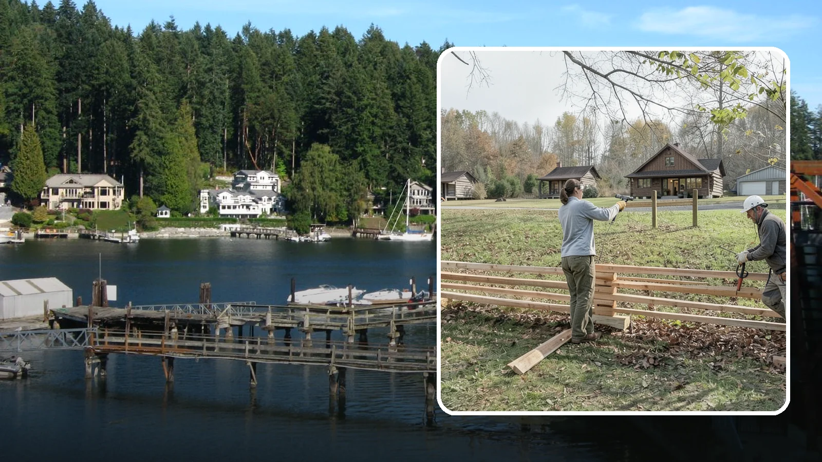 Split Rail Fence Installation in Gig Harbor, Pierce County, WA - A rustic split rail fence that defines property lines and adds country character without blocking the view.