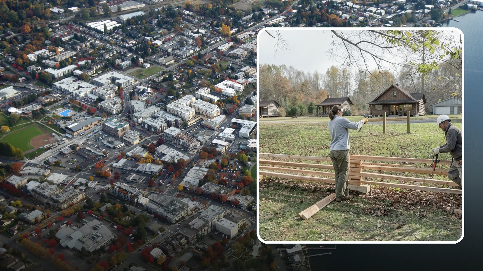 Split Rail Fence Installation in Kirkland, King County, WA - A rustic split rail fence that defines property lines and adds country character without blocking the view.