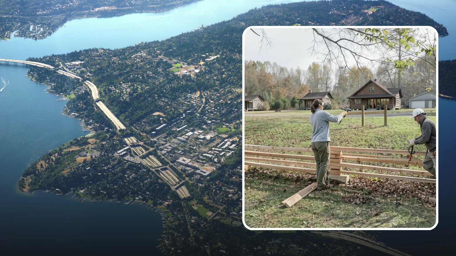 Split Rail Fence Installation in Mercer Island, King County, WA - A rustic split rail fence that defines property lines and adds country character without blocking the view.