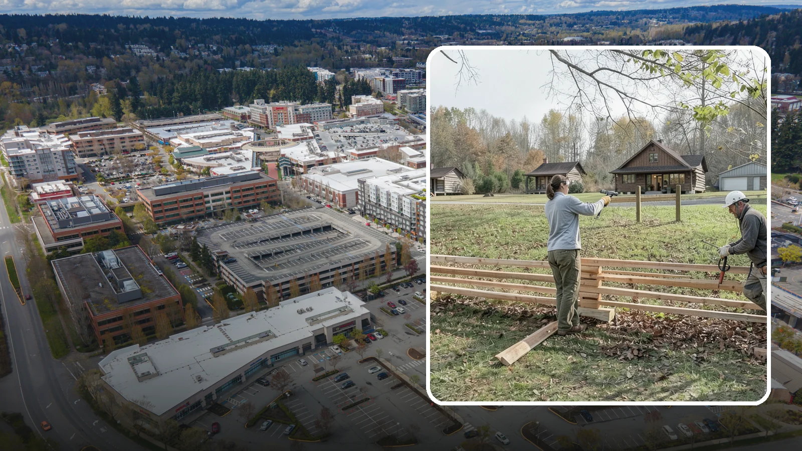 Split Rail Fence Installation in Redmond, King County, WA - A rustic split rail fence that defines property lines and adds country character without blocking the view.