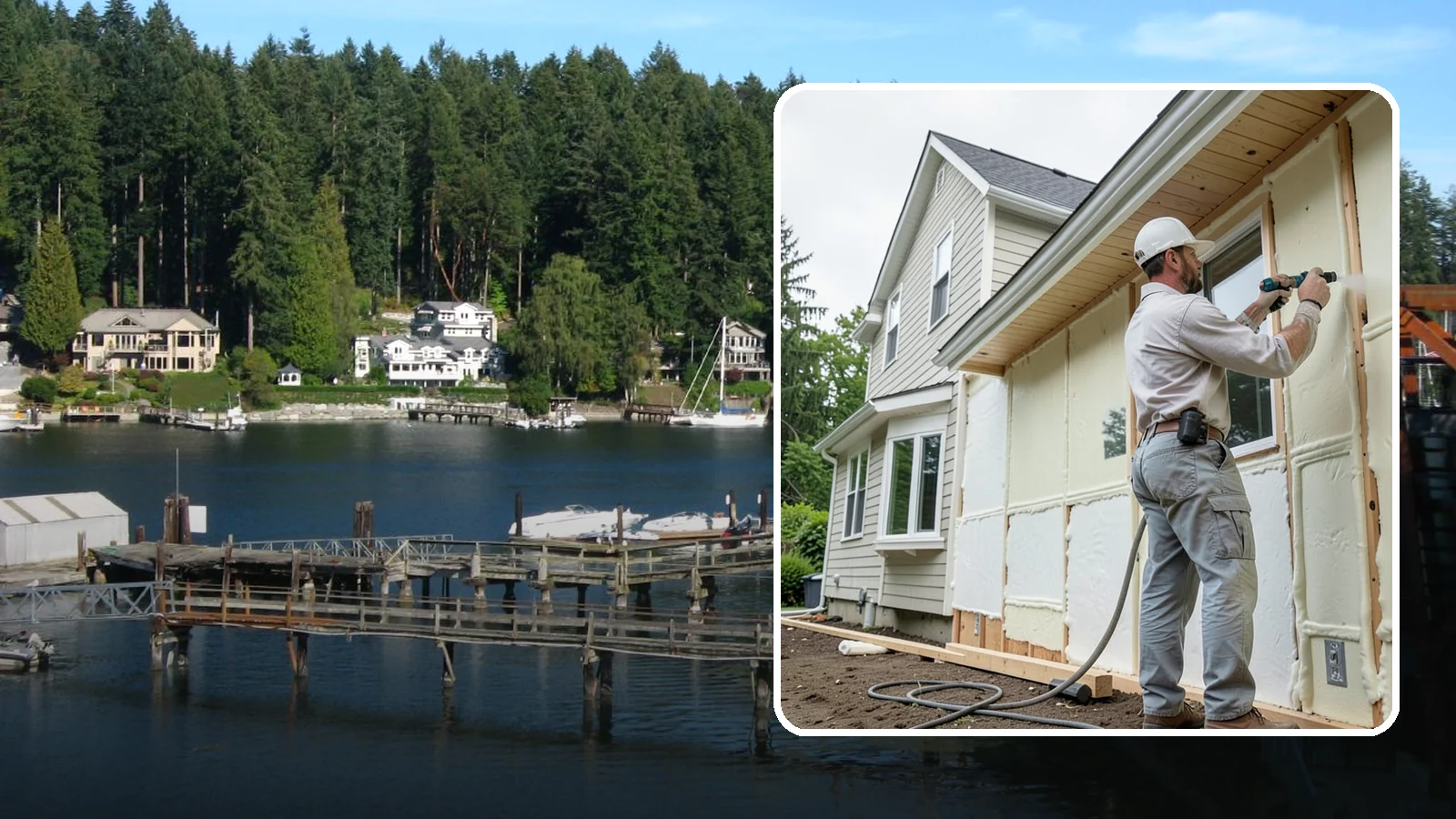 Spray Foam Insulation in Gig Harbor, Pierce County, WA - We apply spray foam insulation that air-seals and insulates in one step for superior PNW moisture control.