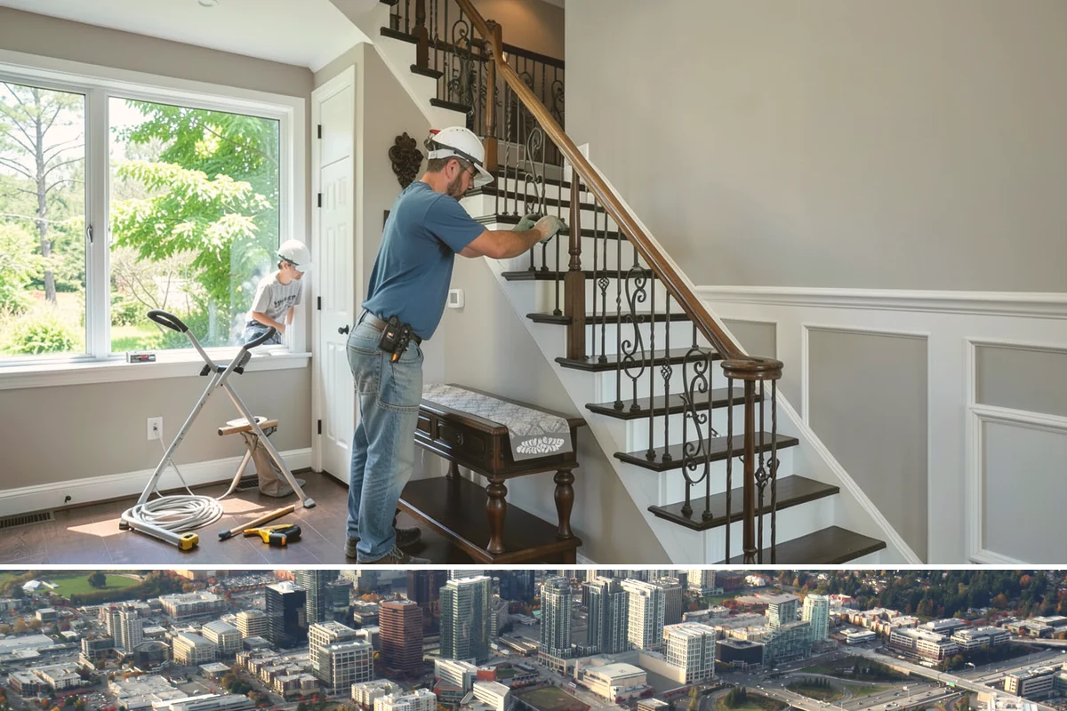 Stair Construction in Bellevue, King County, WA - Stair construction is interior work that proceeds year-round and is often timed with a broader remodel.