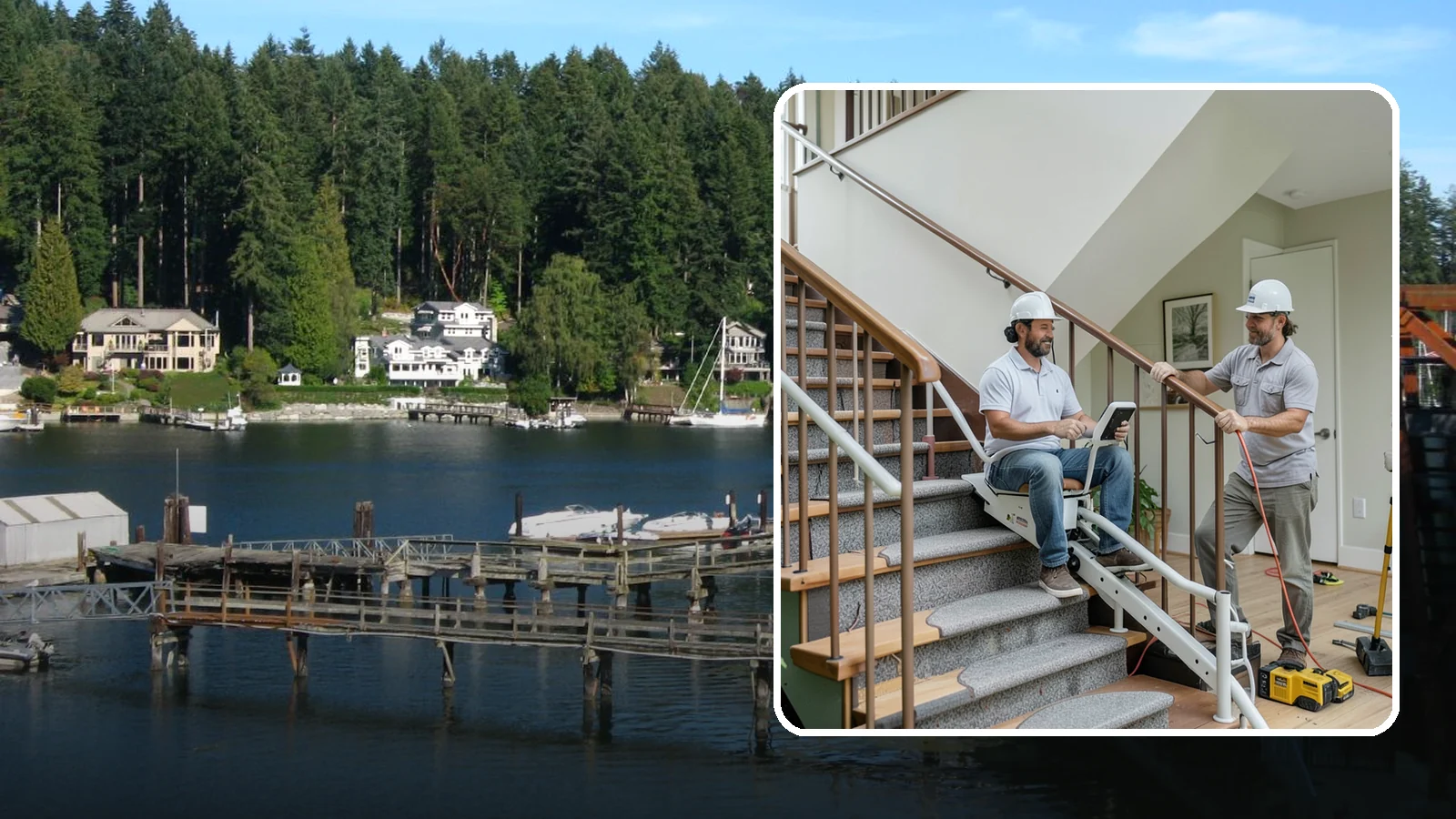 Stair Lift Installation in Gig Harbor, Pierce County, WA - We install stair lifts that carry residents safely between floors without the strain of climbing.