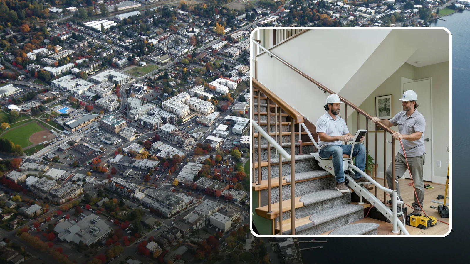 Stair Lift Installation in Kirkland, King County, WA - We install stair lifts that carry residents safely between floors without the strain of climbing.