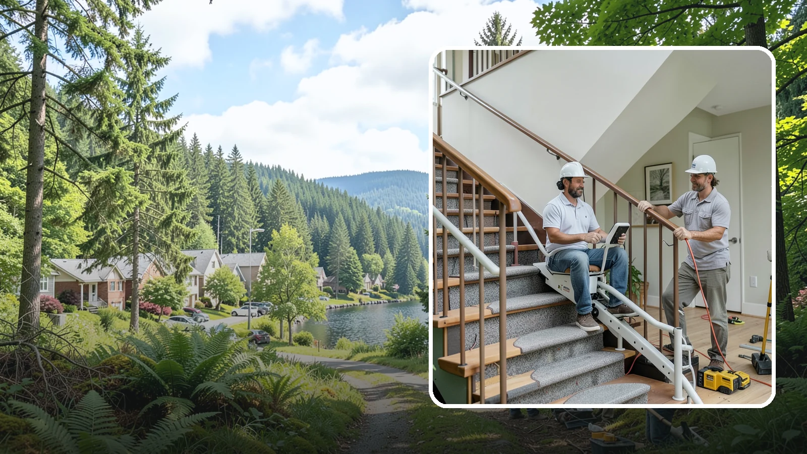 Stair Lift Installation in Lake Forest Park, King County, WA - We install stair lifts that carry residents safely between floors without the strain of climbing.