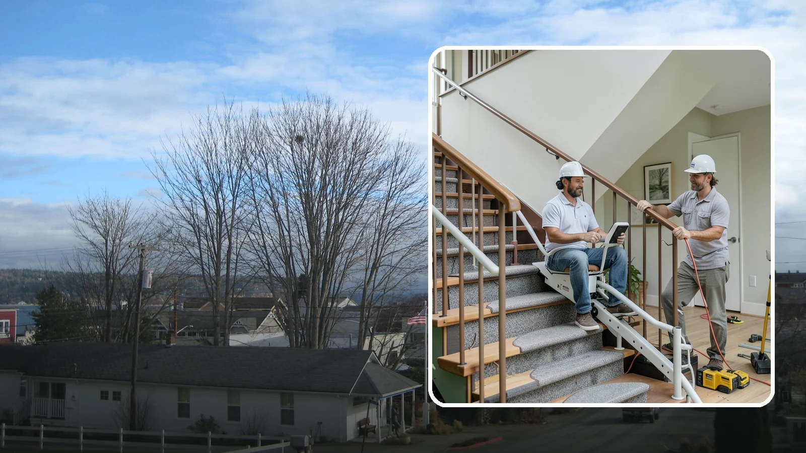 Stair Lift Installation in Langley, Island County, WA - We install stair lifts that carry residents safely between floors without the strain of climbing.