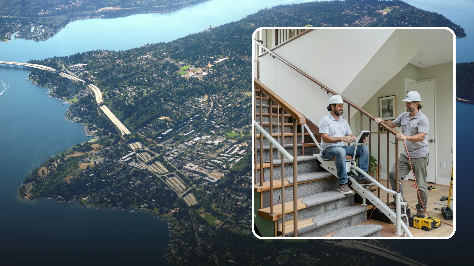 Stair Lift Installation in Mercer Island, King County, WA - We install stair lifts that carry residents safely between floors without the strain of climbing.