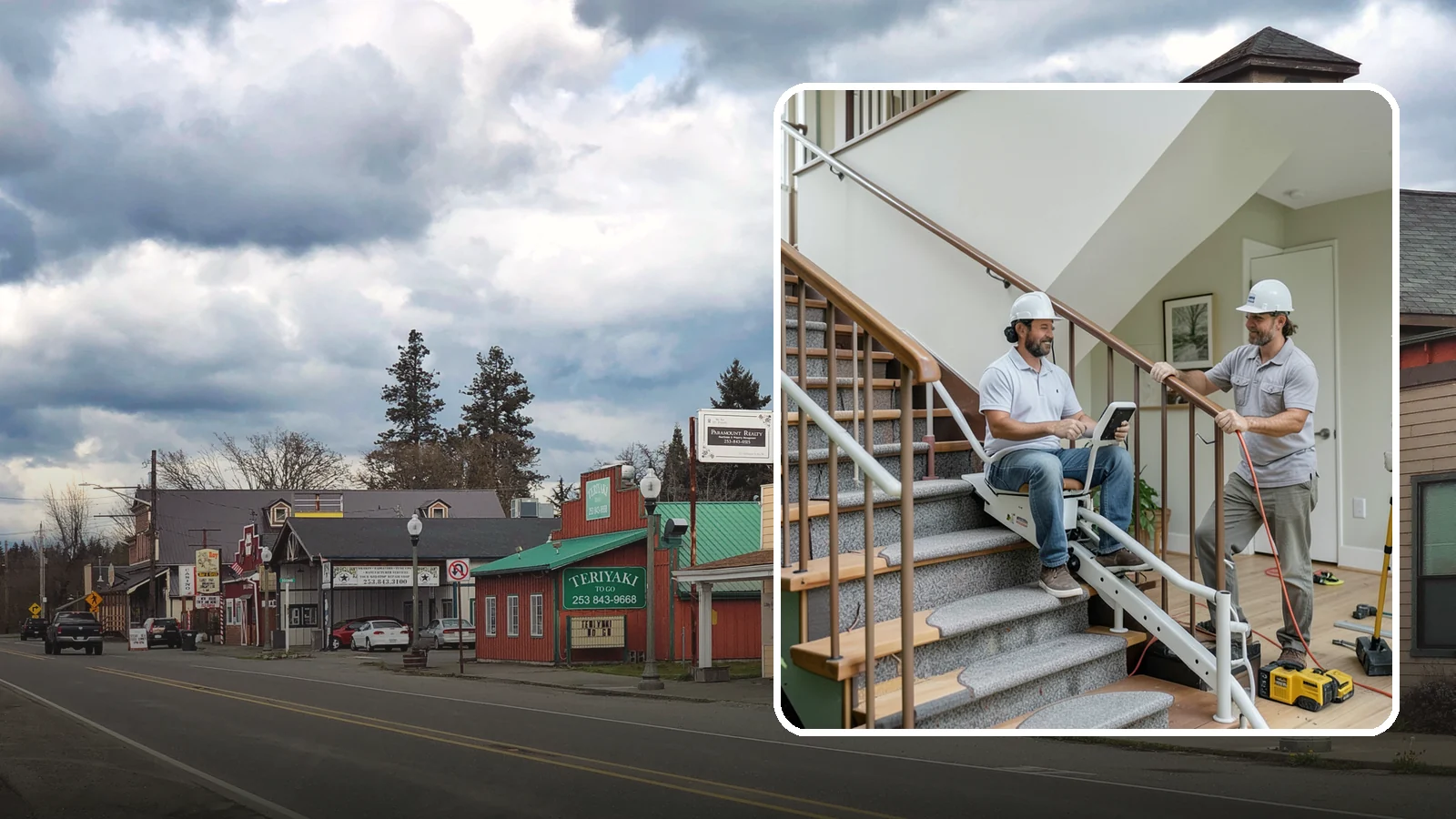 Stair Lift Installation in Roy, Pierce County, WA - We install stair lifts that carry residents safely between floors without the strain of climbing.