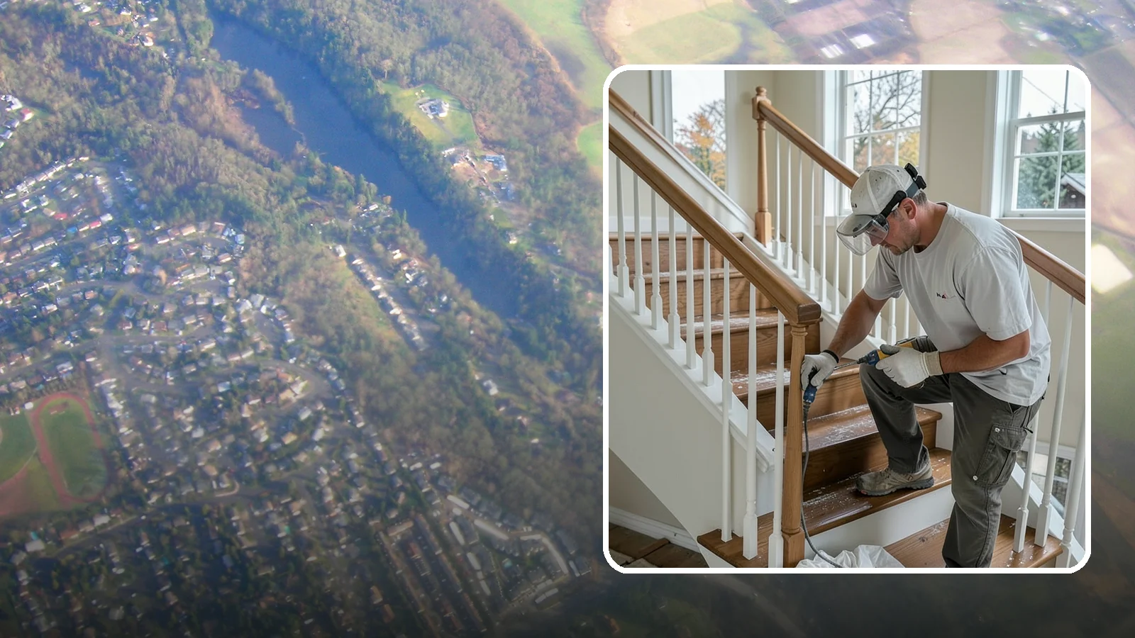 Stair Refinishing in Algona, King County, WA - Sanding and refinishing that restores worn wood stairs to their original beauty.