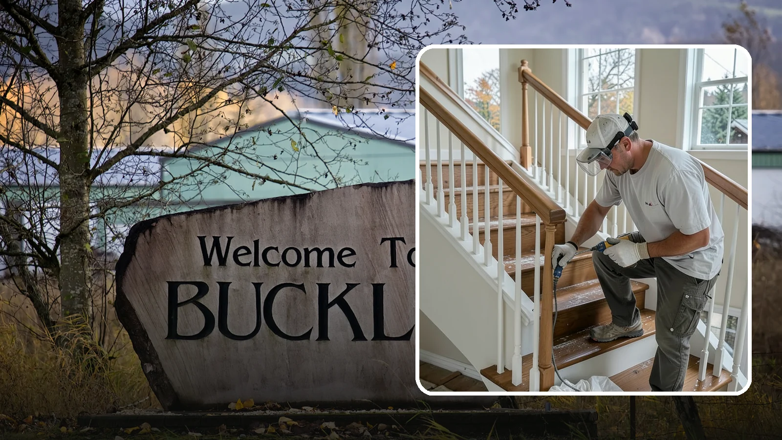 Stair Refinishing in Buckley, Pierce County, WA - Sanding and refinishing that restores worn wood stairs to their original beauty.