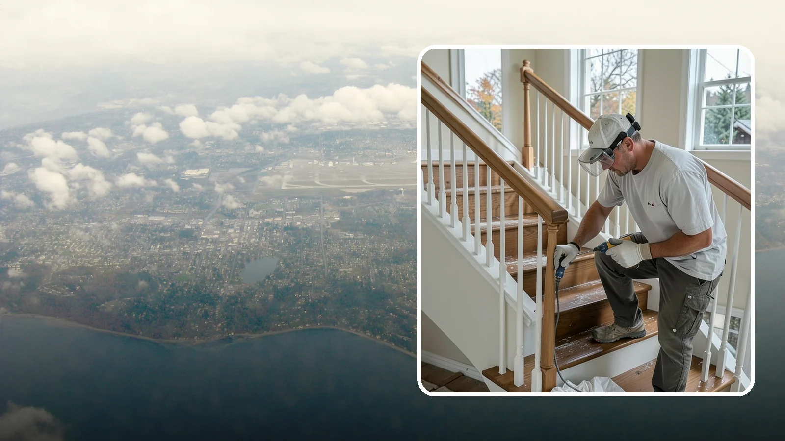 Stair Refinishing in Burien, King County, WA - Sanding and refinishing that restores worn wood stairs to their original beauty.