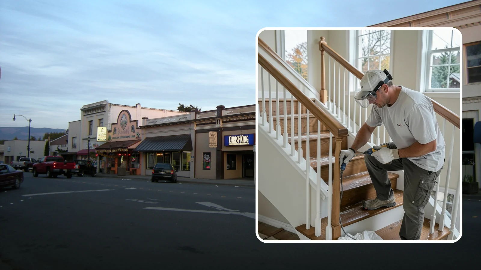 Stair Refinishing in Burlington, Skagit County, WA - Sanding and refinishing that restores worn wood stairs to their original beauty.