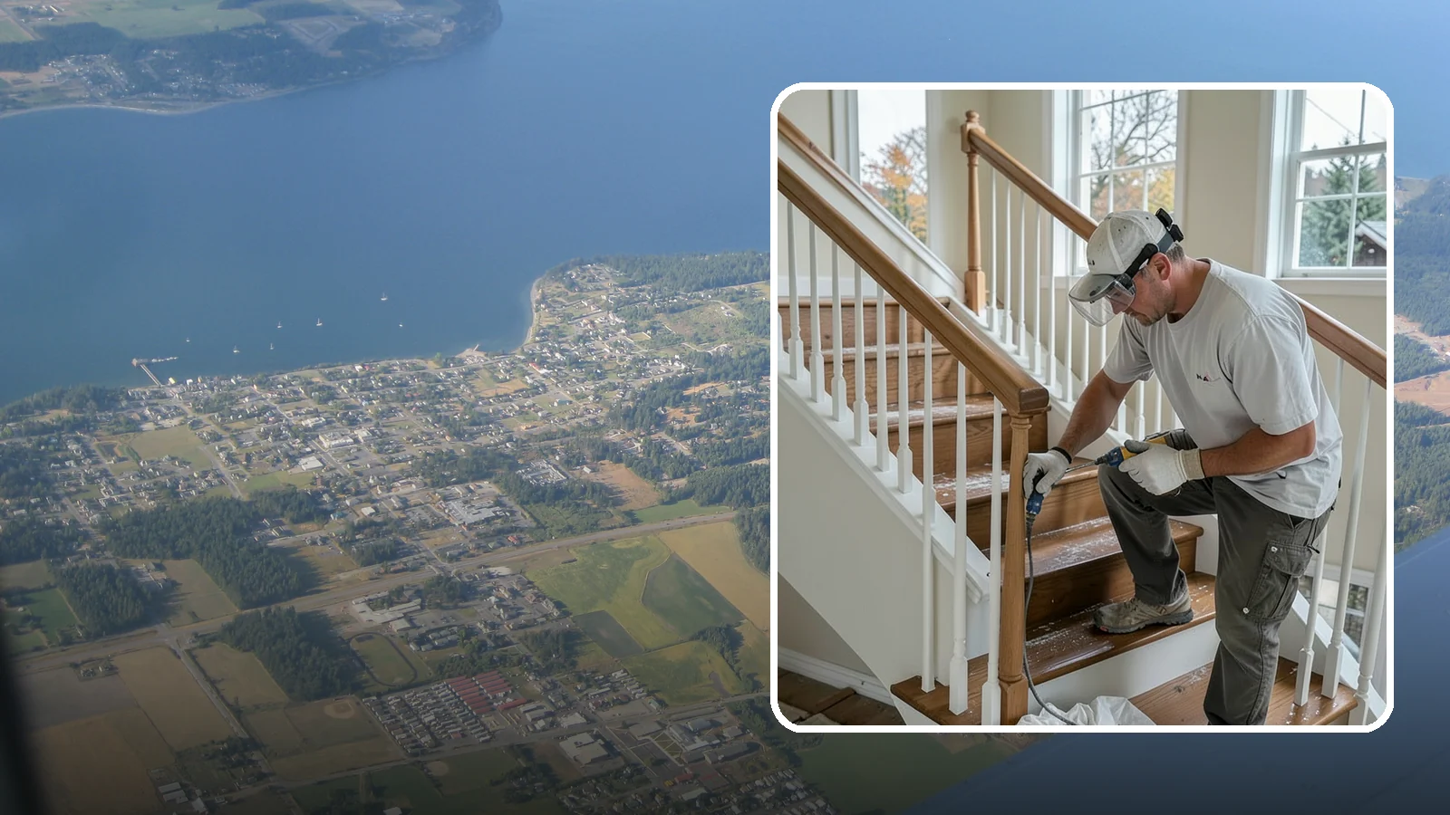 Stair Refinishing in Coupeville, Island County, WA - Sanding and refinishing that restores worn wood stairs to their original beauty.