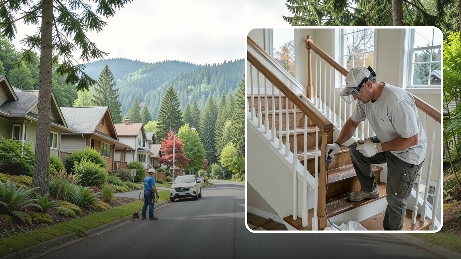 Stair Refinishing in Darrington, Snohomish County, WA - Sanding and refinishing that restores worn wood stairs to their original beauty.