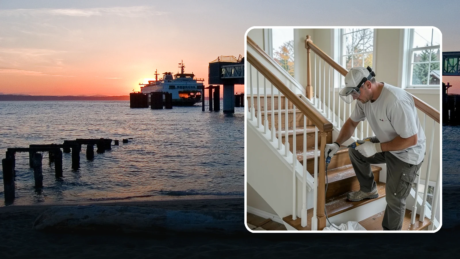 Stair Refinishing in Edmonds, Snohomish County, WA - Sanding and refinishing that restores worn wood stairs to their original beauty.