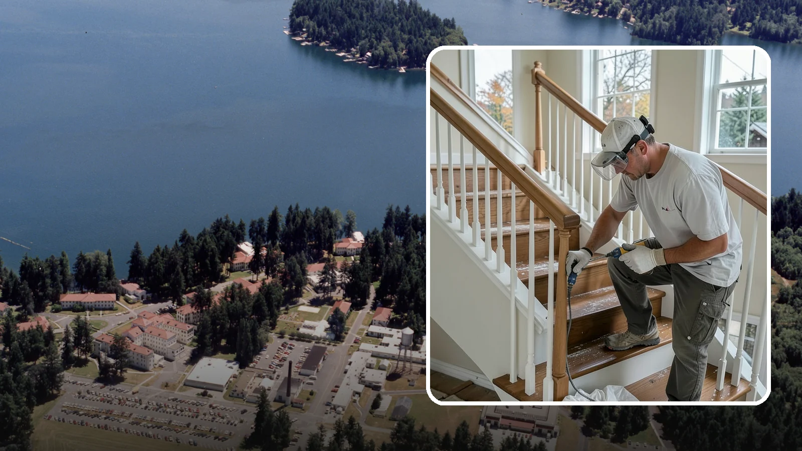 Stair Refinishing in Lakewood, Pierce County, WA - Sanding and refinishing that restores worn wood stairs to their original beauty.