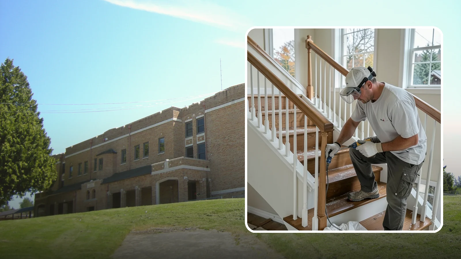 Stair Refinishing in Maple Valley, King County, WA - Sanding and refinishing that restores worn wood stairs to their original beauty.