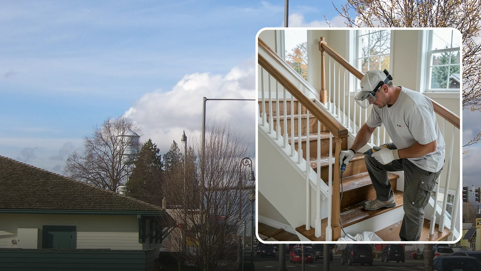 Stair Refinishing in Marysville, Snohomish County, WA - Sanding and refinishing that restores worn wood stairs to their original beauty.
