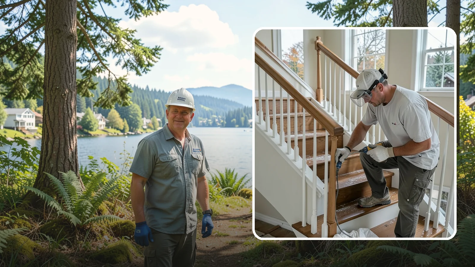 Stair Refinishing in Milton, King County, WA - Sanding and refinishing that restores worn wood stairs to their original beauty.
