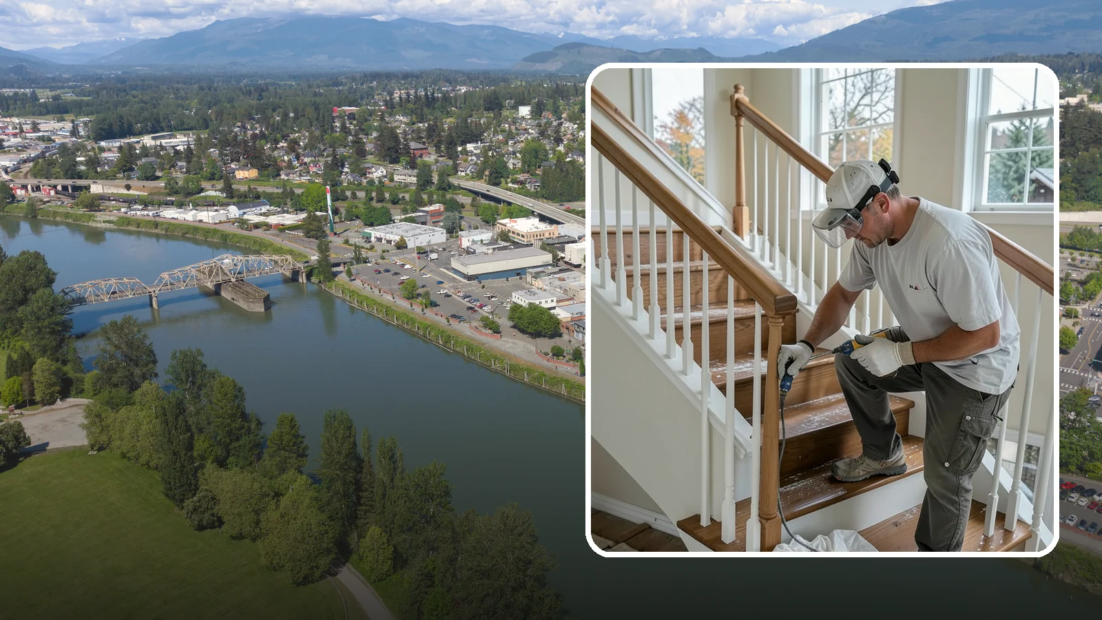 Stair Refinishing in Mount Vernon, Skagit County, WA - Sanding and refinishing that restores worn wood stairs to their original beauty.