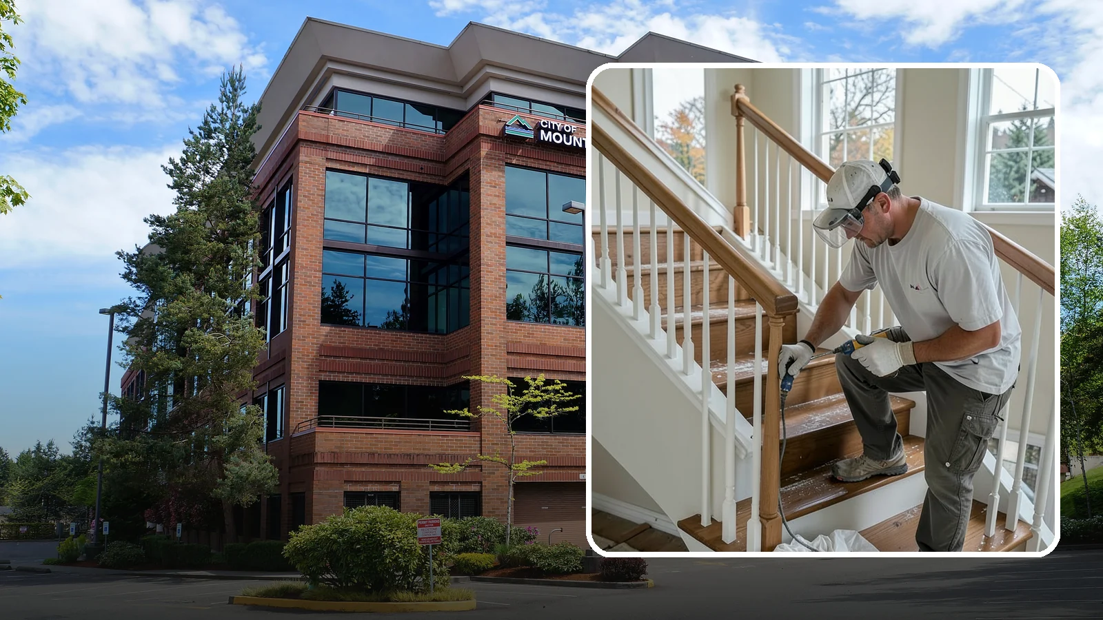 Stair Refinishing in Mountlake Terrace, Snohomish County, WA - Sanding and refinishing that restores worn wood stairs to their original beauty.