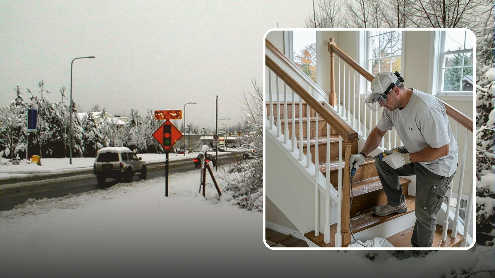 Stair Refinishing in Newcastle, King County, WA - Sanding and refinishing that restores worn wood stairs to their original beauty.
