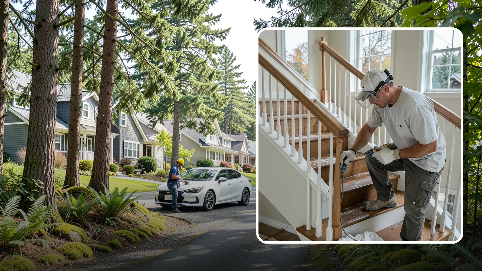 Stair Refinishing in Normandy Park, King County, WA - Sanding and refinishing that restores worn wood stairs to their original beauty.