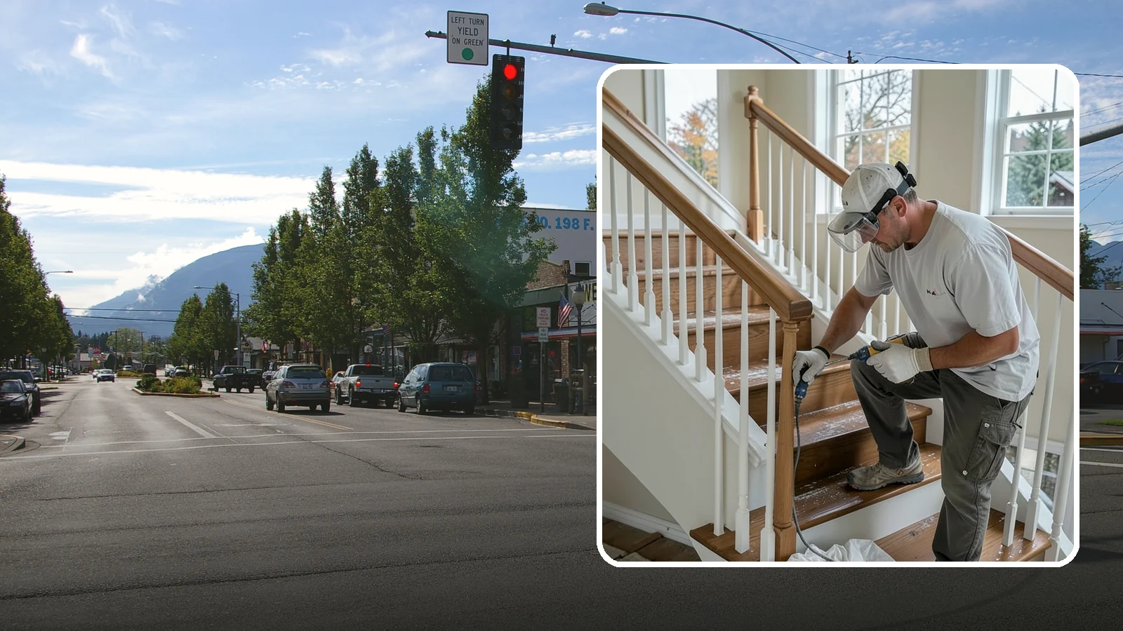 Stair Refinishing in North Bend, King County, WA - Sanding and refinishing that restores worn wood stairs to their original beauty.