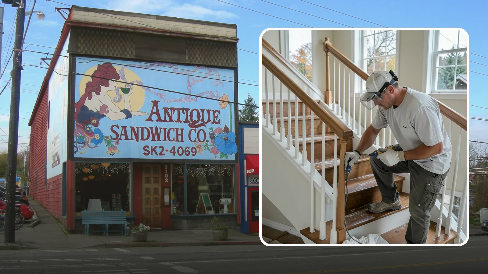 Stair Refinishing in Ruston, Pierce County, WA - Sanding and refinishing that restores worn wood stairs to their original beauty.
