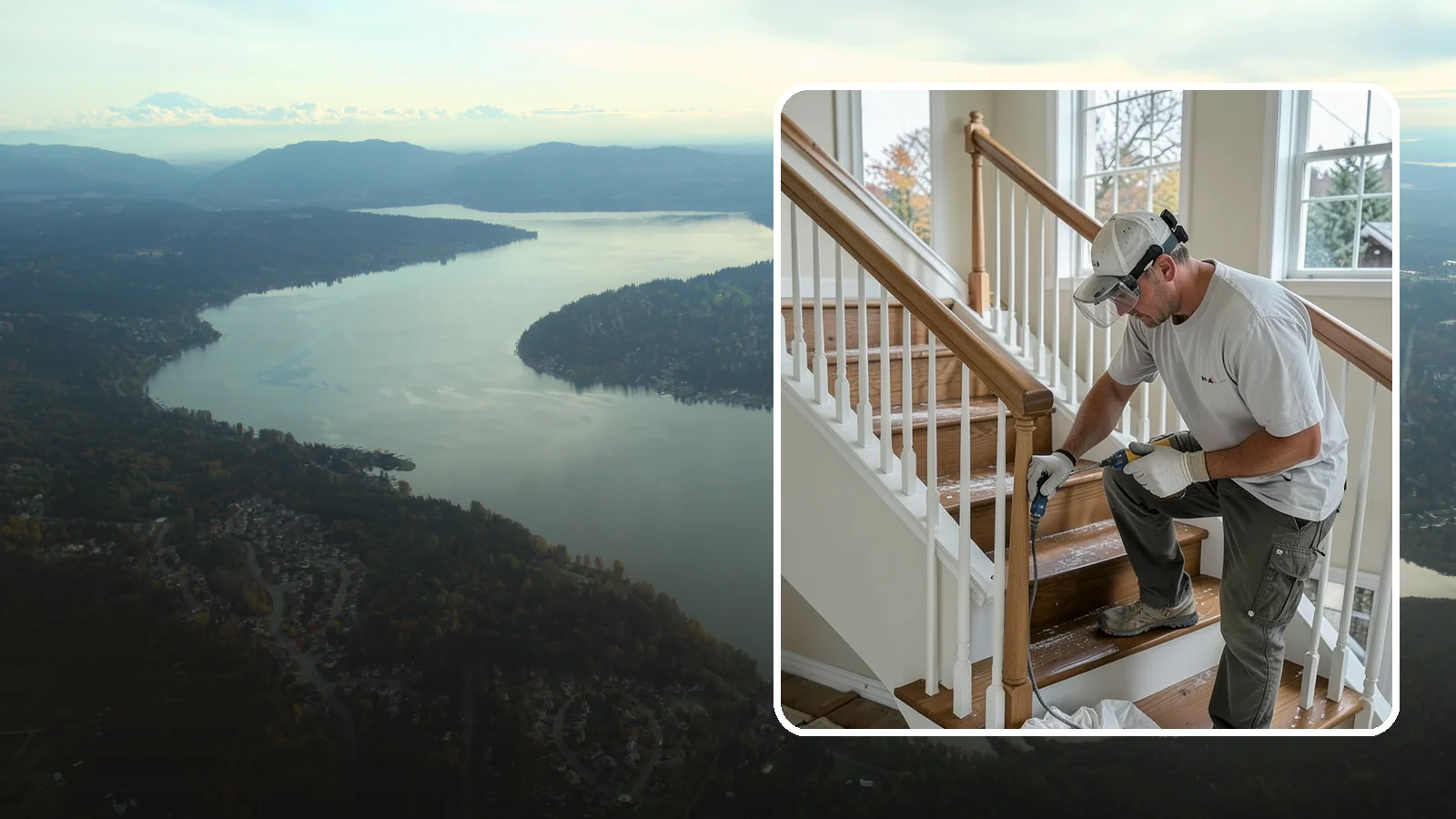 Stair Refinishing in Sammamish, King County, WA - Sanding and refinishing that restores worn wood stairs to their original beauty.