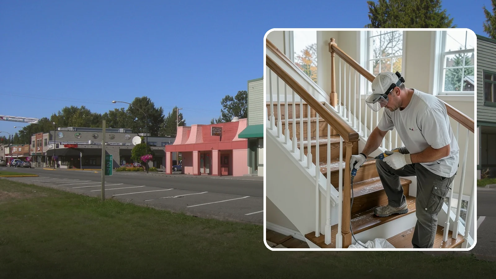 Stair Refinishing in Snoqualmie, King County, WA - Sanding and refinishing that restores worn wood stairs to their original beauty.