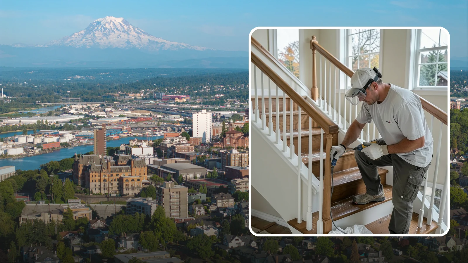 Stair Refinishing in Tacoma, Pierce County, WA - Sanding and refinishing that restores worn wood stairs to their original beauty.
