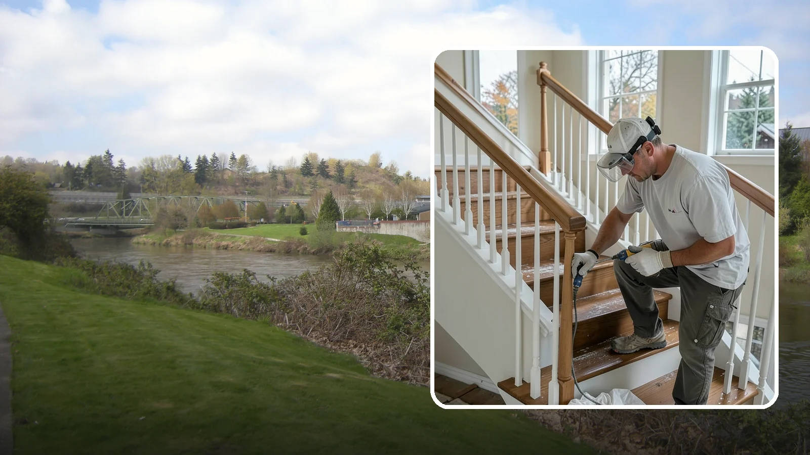 Stair Refinishing in Tukwila, King County, WA - Sanding and refinishing that restores worn wood stairs to their original beauty.