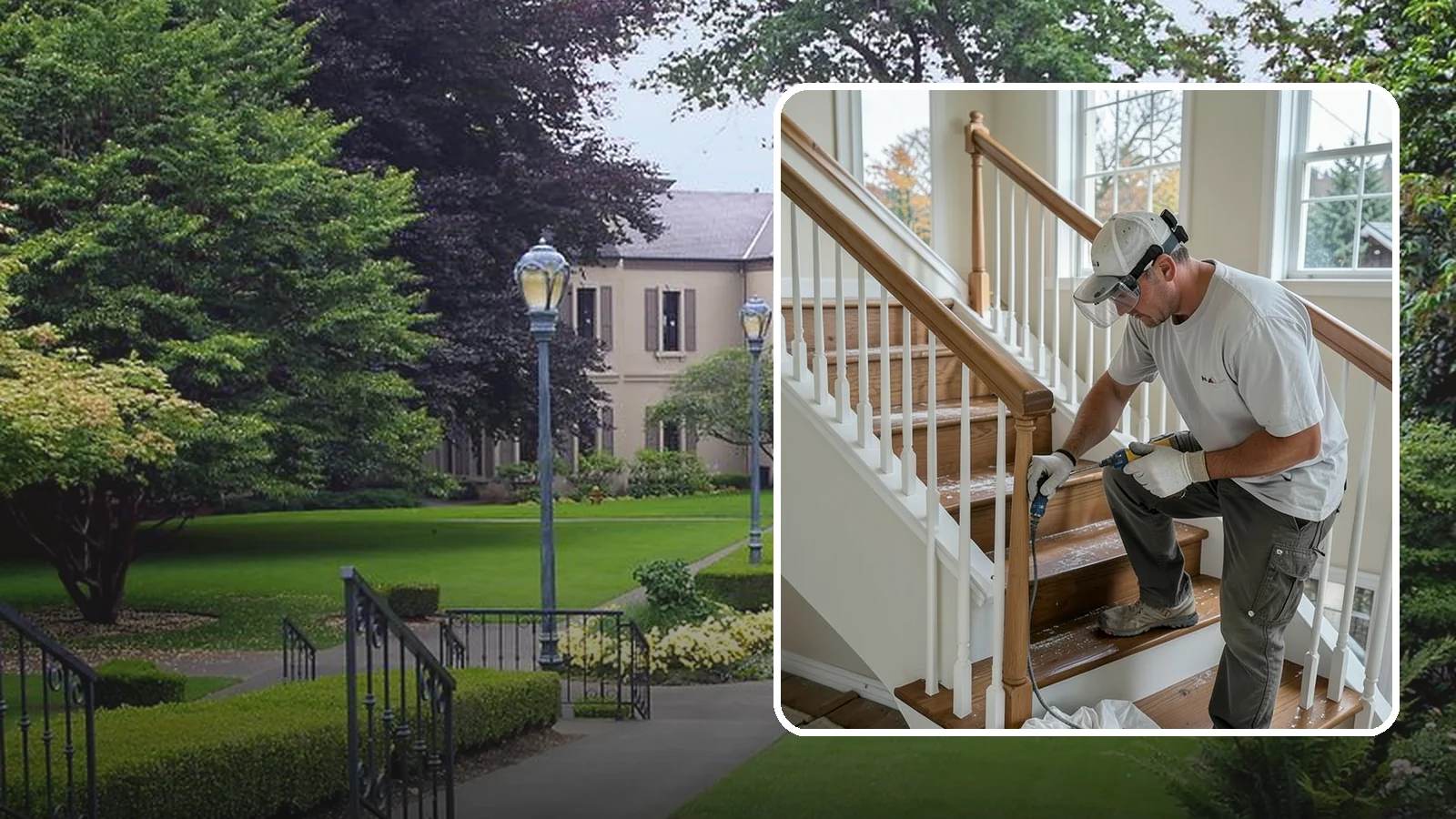 Stair Refinishing in Woodinville, King County, WA - Sanding and refinishing that restores worn wood stairs to their original beauty.