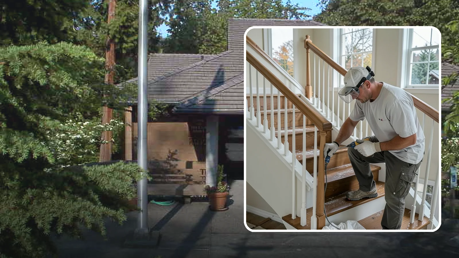 Stair Refinishing in Yarrow Point, King County, WA - Sanding and refinishing that restores worn wood stairs to their original beauty.