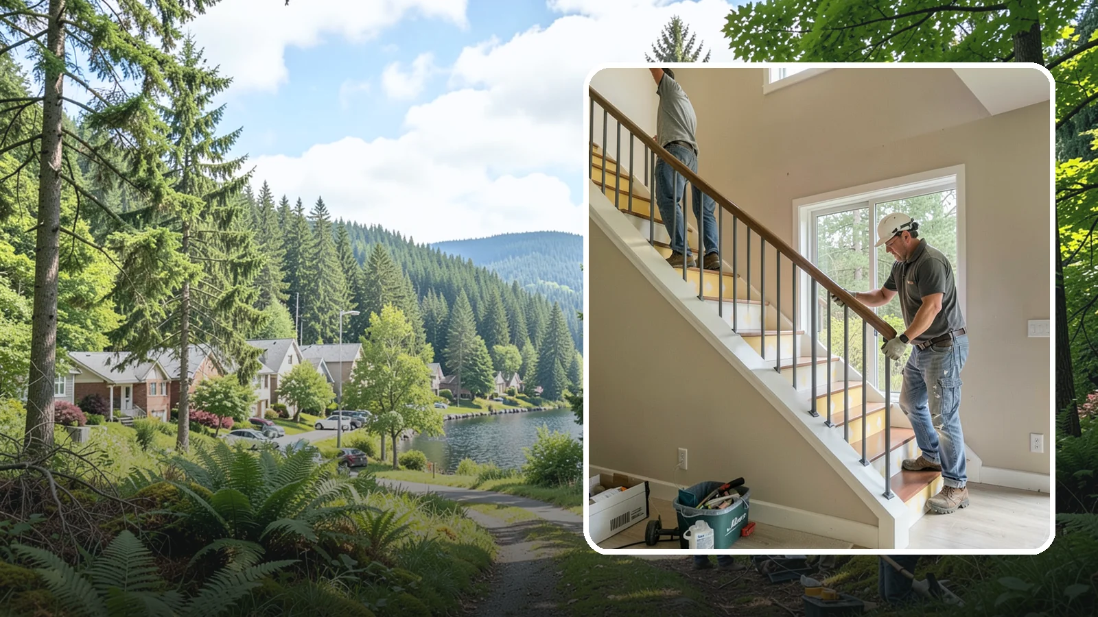 Stair Remodeling in Lake Forest Park, King County, WA - Staircase makeovers that update treads, risers, and railings for a fresh look.