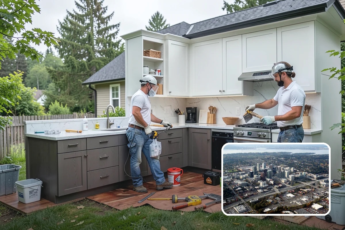 Stair Trim Installation in Bellevue, King County, WA - Precise scribing to treads and walls