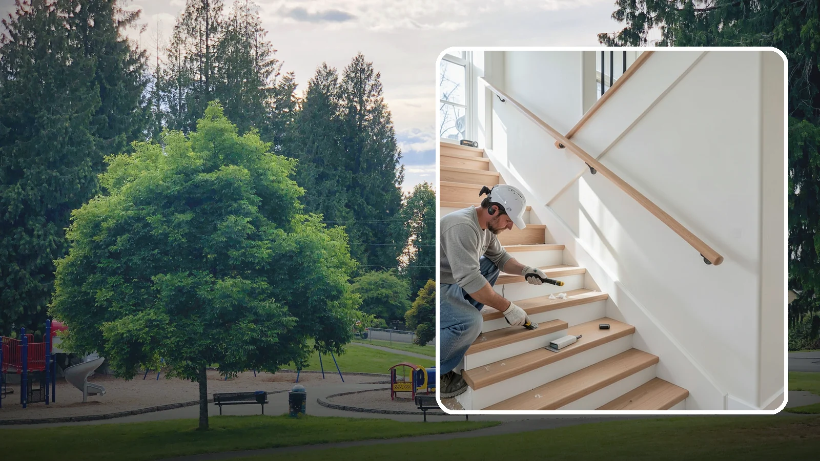 Stair Trim Installation in Bonney Lake, Pierce County, WA - Detailed stair trim installation that finishes treads, risers, skirtboards, and stringers with clean precision.