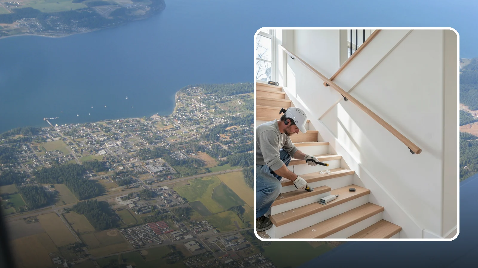 Stair Trim Installation in Coupeville, Island County, WA - Detailed stair trim installation that finishes treads, risers, skirtboards, and stringers with clean precision.